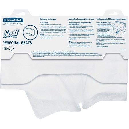 Scott Toilet Seat Covers, 15in Width x 17in Length, For Toilet, White, 125PK 7410