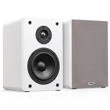 Pyle 6.5 in Bookshelf Speakers, Pair of Wired Bookshelf Speakers with Wall Mount Brackets, 2-Way HiFi PHQBS62WH