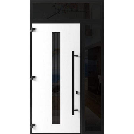 Vdomdoors Front Exterior Prehung Steel Door Ronex1055 Teak 96 Sidelight and Transom Window Sidelite Entry RONEX1055EXD-OAK-W36+12xH96+16-RH-I
