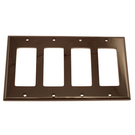 Leviton Decora Wallplate, Standard Size, Gang 4, Brown 80412-N