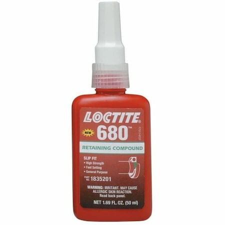 Loctite Retaining Compound, 680 Series, Green, Liquid, High Strength, 50 mL Bottle 1835201