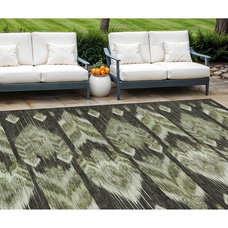 Homeroots 10' X 14' Olive Green And Artichoke Green Southwestern Washable Indoor Outdoor Area Rug 587823