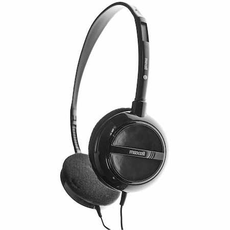 Maxell HP200MIC Headset - Mini-phone (3.5mm) - Wired - Ear-cup - 6 ft Cable - Black 199929