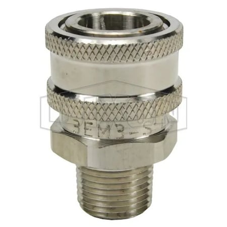 Dixon Straight Through Interchange Quick Connect Coupling, 3/4-14 Nominal, MNPT, 303 SS, Domestic 6EM6-S