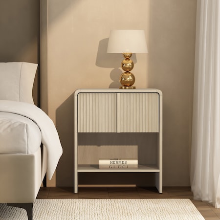 Manhattan Comfort Novara 22in Nightstand in Whitewashed Oak (1-Drawer) NS1669-1