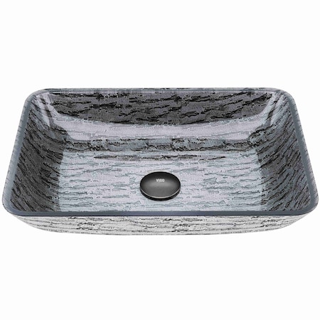 Vigo Artistic Titanium Gray Glass 18 in. L x 13 in. W x 4 in. H Rectangular Vessel Bathroom Sink VG07085