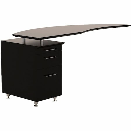 Safco Medina 63"W Left Curved Desk Return With Pencil-Box-File Pedestal Mocha MNRTPLLDC