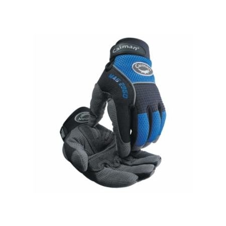 Caiman 2950 Synthetic Leather Padded Palm Grip Mechanics Gloves, 2X-Large, Black/Blue/Gray 607-2950-XXL