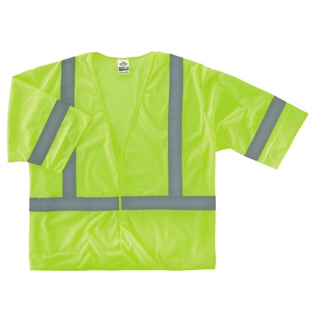 Ergodyne Hi-Vis Economy Vest w/Sleeves S/M Class 3 U Back, , Hook & Loop 1 Pockets 8310HL