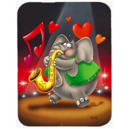 Carolines Treasures Elephant Playing the Saxaphone Glass Cutting Board, Large APH0250LCB