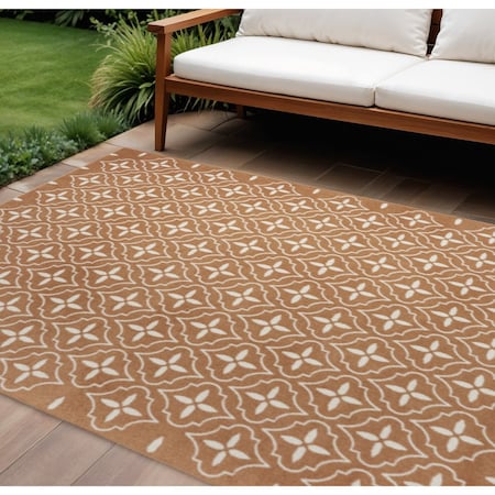 Homeroots 8' X 10' Copper Geometric Indoor Outdoor Area Rug 573070