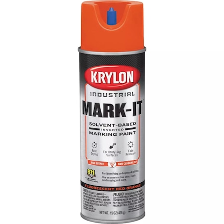 Krylon Mark-It Industrial SB Fluorescent Red Orange Inverted Marking Paint 731008