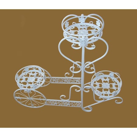 Pisos Plant Stand with Triple Round Pot Holders - White PI3116821