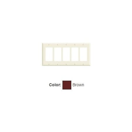 Leviton Decora Wallplate, Standard Size, Gang 5, Brown 80423