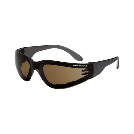 Crossfire Safety Glasses, Brown Lens, Frameless, 1 PR 546 AF