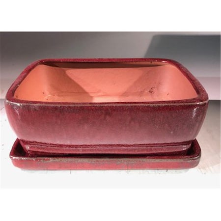 Paisaje 6 in. Parisian Ceramic Bonsai Pot, Red - Rectangle PA2803610