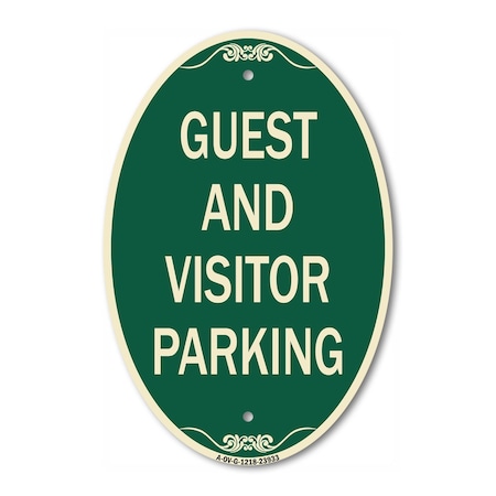 Signmission Guest and Visitor Parking, 12 Inch X 18 Inch Architectural Oval, Heavy Gauge Aluminum A-OV-G-1218-23933