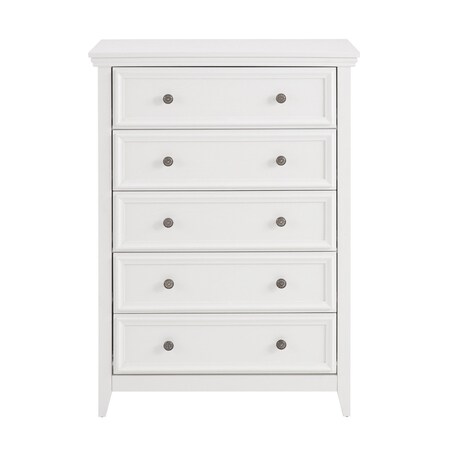 Homeroots 32" White Wood Accent Cabinet With Five Drawers 716329
