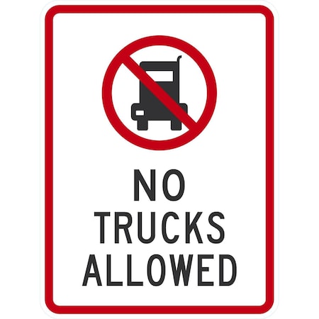 Lyle No Trucks Allowed (w/quaint symbol), 18x24, Non-Reflective, White G-10914-NA_18x24