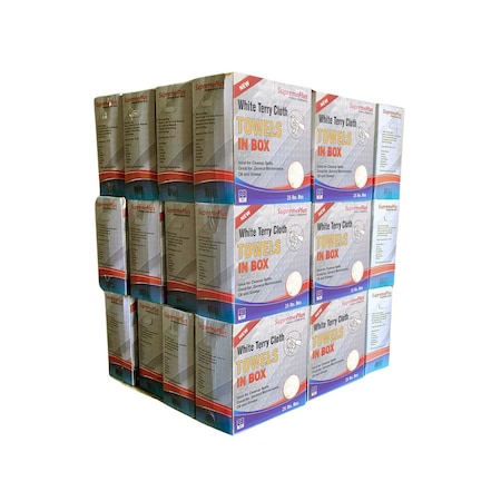 Supremeplus New White Terry Towel Cleaning Rags, 1000 lbs. Pallet, 40 x 25 lbs. Compressed Box, 40PK SP-1742
