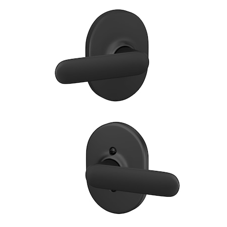 Schlage Residential Davlin Lever Remsen Rose Passage Lock with 16080 Latch and 10027 Strike Matte Black Finish F10DAV622RMN
