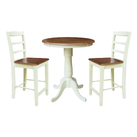 Whitewood Industries Rectangular Fixed Top Table W/ 2 Stools, 30 in W, 35.1 in L, 30 in H, Parawood, Hickory/Shell K79-30RT-6B-S402-2