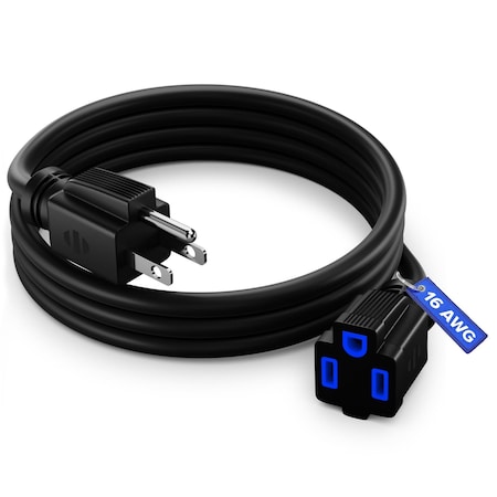Maximm 3ft 16AWG Indoor Extension Cord w/ Blue Indicators, Black CP-BK-I-BL-3FT
