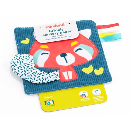 Miniland Feel to Learn: Crinkly Sensory Paper, Red Panda 97322