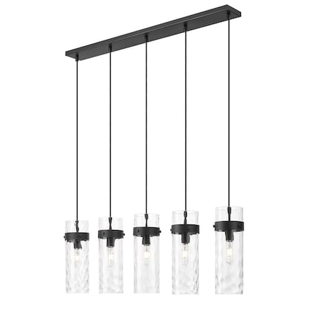 Z-Lite Fontaine 5 Light Linear Chandelier, Matte Black, 44.25 In W 7002P5-5L-MB