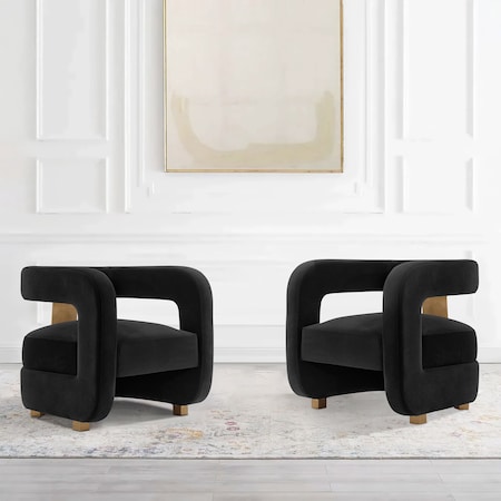 Manhattan Comfort Modern Amirah Velvet Accent Chair in Black, 2PK 2-AC060-BK