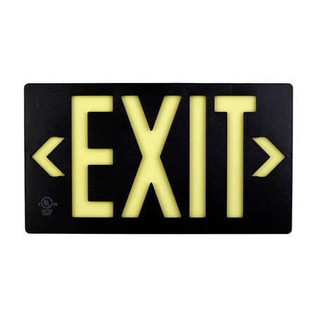 Brady Plastic Photoluminescent Exit Sign 8.75in H x 15.5in W Single-sided White on Black 1149962