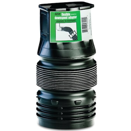 Amerimax Home Products 53202 Downspout Adapter, 4 in Connection, Plastic, Black ADP53202