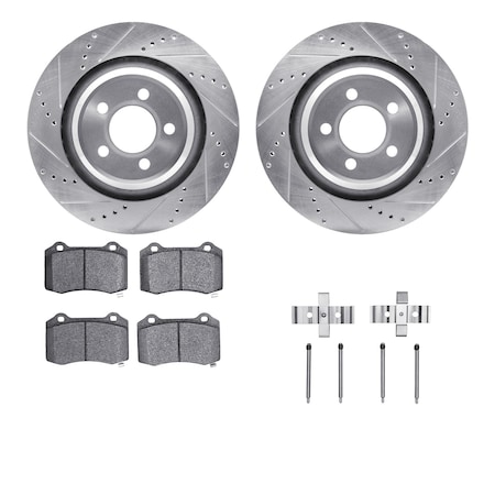 Dynamic Friction Co DFC Rotors-Drilled & Slotted-Silver w/ EURO 5000 Ceramic Brake Pads Incl Hdw 7612-39001
