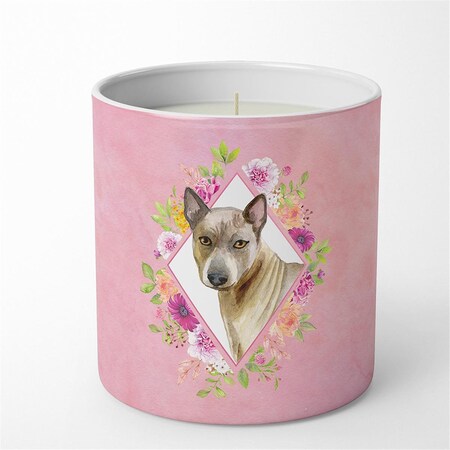 Carolines Treasures 10 oz Thai Ridgeback Pink Flowers Decorative Soy Candle CK4188CDL