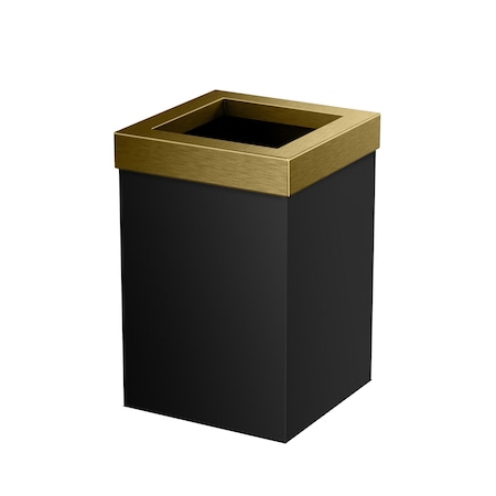 Gatco Modern Square 3 Gal. Wastebasket, Matte Black/Brushed Brass 1934