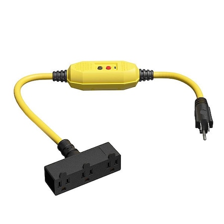 Zoro Select GFCI, Yellow, 3 ft, 3 Outlet, 12 AWG 875LF2