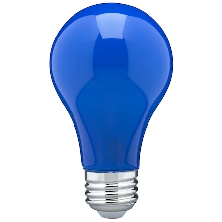 Satco 8 Watt A19 LED, Ceramic Blue, Medium base, 360 deg. Beam Angle, 120 Volt S14985