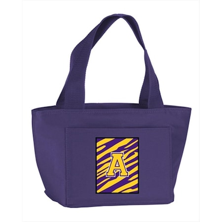 Beyondbasketball Monogram Letter A - Tiger Stripe, Purple Insulated Cooler Lunch Bag BE895081