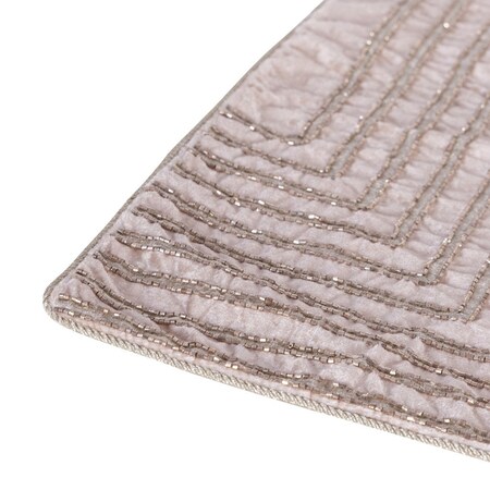 Homeroots 20" X 20" Pink Geometric Polyester Zippered Pillow With Beads 535235