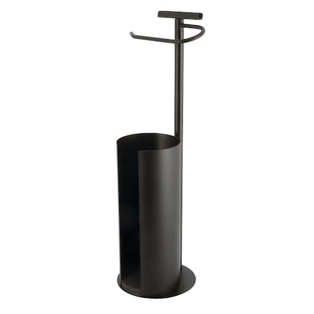 Kingston Brass Freestanding Toilet Paper Holder with Roll Storage and Phone Stand, Matte Black CC2030
