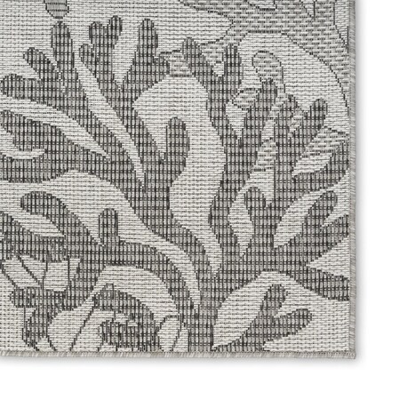 Homeroots 5' X 7' Gray Black And Ivory Nautical Indoor Outdoor Area Rug 552500