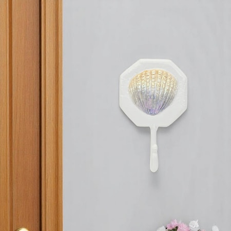 Homeroots 4" Cream And Pearl Cast Iron Seashell Wall Hook 612082