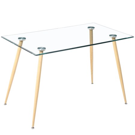 Homeroots 47" Clear And Gold Glass And Steel Dining Table 483380