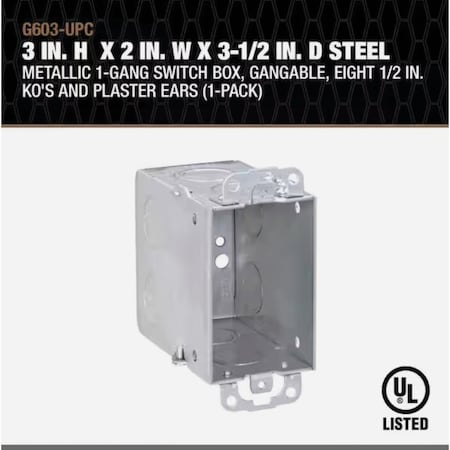 Southwire 1-Gang Steel Switch Wall Box G603-UPC