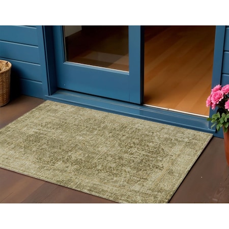 Homeroots 3' X 5' Brown And Beige Abstract Washable Indoor Outdoor Area Rug 616598