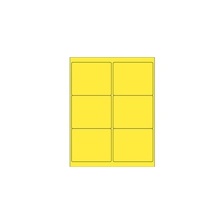Bubblefast 4 x 3 1/3'' Yellow Rectangle Laser Labels-6 Labels per Sheet BFLL180Y