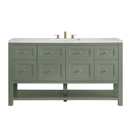 James Martin Vanities Breckenridge 60 in. Single Vanity, Smokey Celadon, w/ 3 CM Arctic Fall Solid Surface Top 330-V60S-SC-3AF