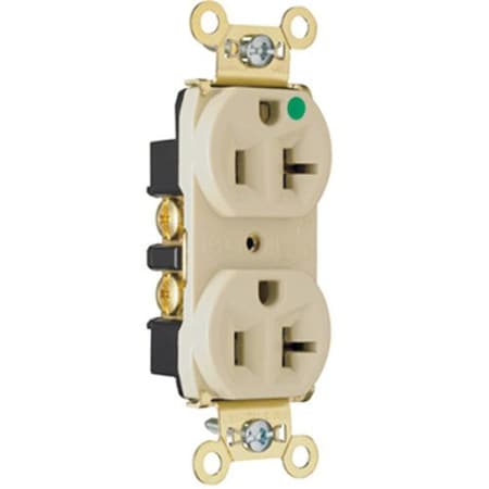 Leviton 20A 125V Duplex Outlet, Hospital Grade, 2-Pole, NEMA 5-20R, Self-Grounding, Ivory 8300-HI