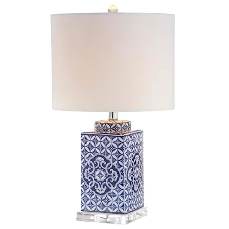 Jonathan Y Choi 23" Chinoiserie LED Table Lamp, Blue/White JYL3006A