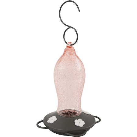 Natures Way 16 Oz. Blush Crackle Glass Artisan Gravity Hummingbird Feeder AGF1